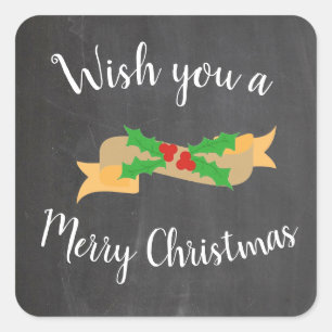Frohe Weihnachten Tafel Buchstaben Quadratischer Aufkleber