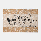 Frohe Weihnachten Tan Burlap Snowflake Muster Fußmatte (Vorderseite)