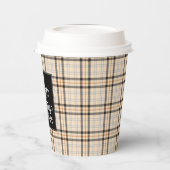 Frohe Weihnachten Tan Karierter Pattern Urlaub Pappbecher (Links)