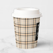 Frohe Weihnachten Tan Karierter Pattern Urlaub Pappbecher (Rechts)