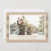 Frohe Weihnachten Tan Kariertes Foto (Vorderseite)