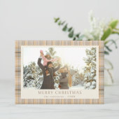 Frohe Weihnachten Tan Kariertes Foto (Stehend Vorderseite)