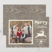 Frohe Weihnachten Tan Rustic Wood Family Foto (Vorne/Hinten)