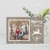 Frohe Weihnachten Tan Rustic Wood Family Foto (Stehend Vorderseite)