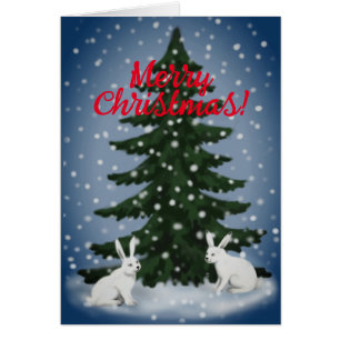 Frohe Weihnachten Tanne und Hasen Karte
