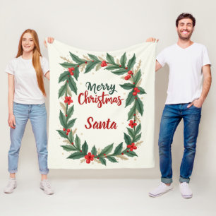 Frohe Weihnachten Tannen-Kranz-Fleece-Decke Fleecedecke