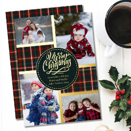 Frohe Weihnachten Tartan Kariert 4 Foto Collage Go Folien Feiertagskarte