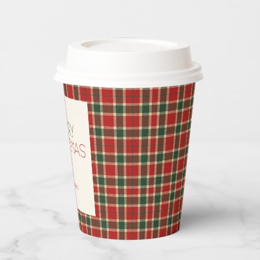 Frohe Weihnachten Tartan Kariert Custom Pappbecher