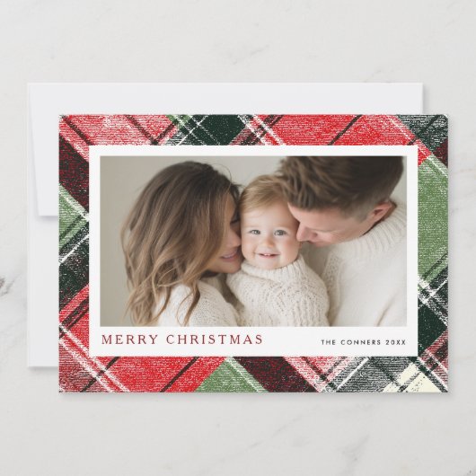 Frohe Weihnachten Tartan Karo Hintergrund (Vorderseite)