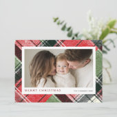 Frohe Weihnachten Tartan Karo Hintergrund (Stehend Vorderseite)