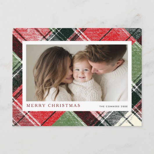 Frohe Weihnachten Tartan Karo Hintergrund (Vorderseite)
