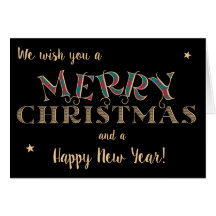 Frohe Weihnachten, Tartan und Gold-Effekt Buchstab