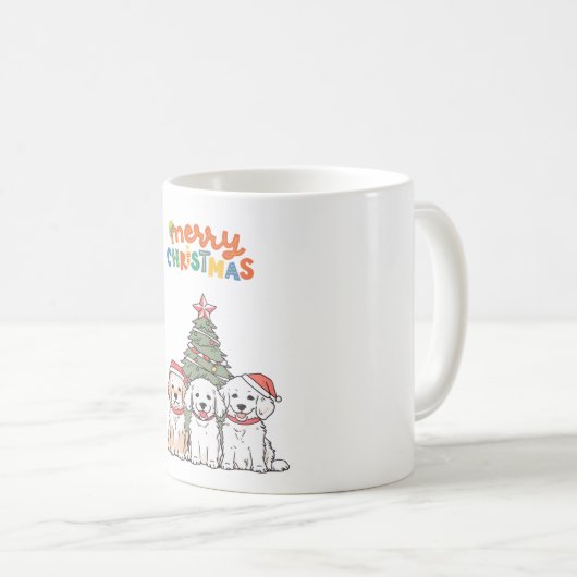 Frohe Weihnachten Tasse: Adorable Welpen bringen H Kaffeetasse (VorderseiteRechts)