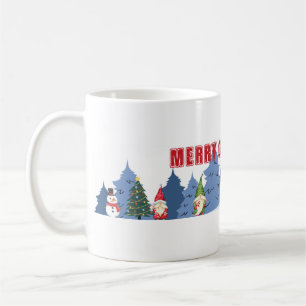 Frohe Weihnachten-Tasse. Gnomen, Schneemänner, Kie Kaffeetasse