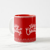 "Frohe Weihnachten-Tasse" Zweifarbige Tasse (Vorderseite Links)