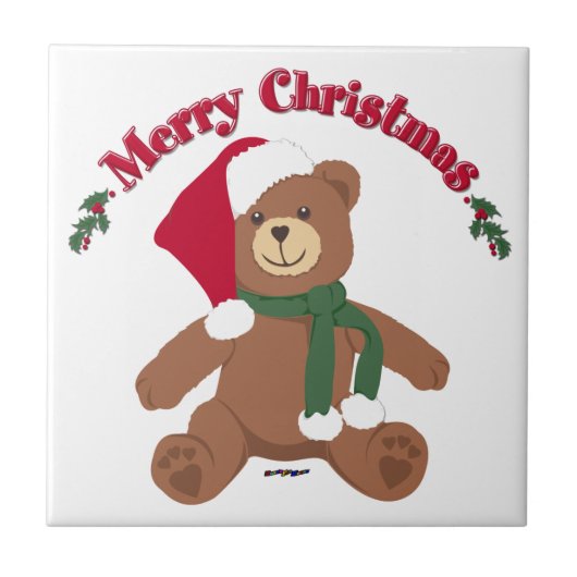 Frohe Weihnachten Teddy Bear Fliese (Vorderseite)