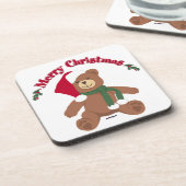 Frohe Weihnachten Teddy Bear Getränkeuntersetzer (Linke Seite)