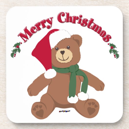 Frohe Weihnachten Teddy Bear Getränkeuntersetzer (Vorderseite)