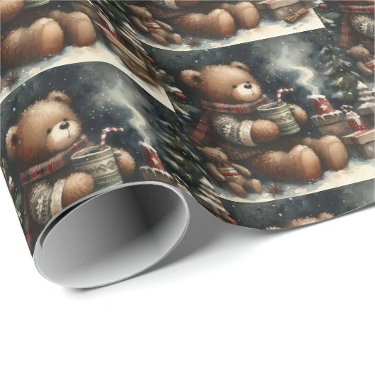 Frohe Weihnachten Teddy Bears Drop geteert Geschenkpapier (Rolleneckpunkt)