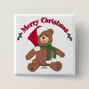 Frohe Weihnachten Teddybär Button