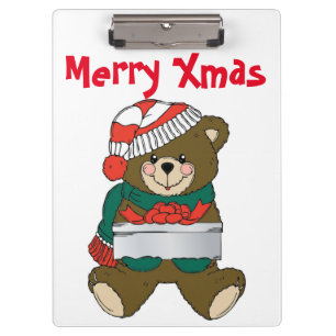 "FROHE WEIHNACHTEN" TEDDYBÄR KLEMMBRETT