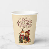 Frohe Weihnachten Teddybär Pappbecher (Rückseite)