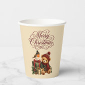 Frohe Weihnachten Teddybär Pappbecher (Vorderseite)