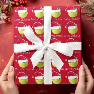 Frohe Weihnachten Tennisball Santa Geschenkpapier