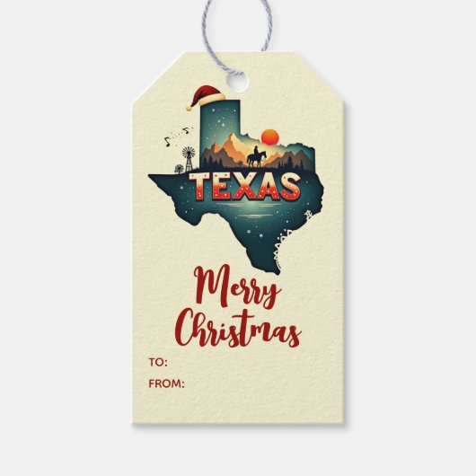 Frohe Weihnachten Texas Staat Personalisiert Urlau Geschenkanhänger (Vorderseite)