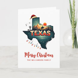 Frohe Weihnachten Texas Staat Retro Personalisiert Karte