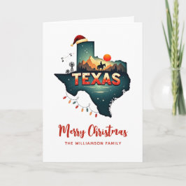 Frohe Weihnachten Texas Staat Retro Personalisiert Karte