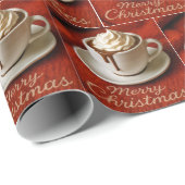 Frohe Weihnachten Text mit heißem Schokoladengeträ Geschenkpapier (Rolleneckpunkt)