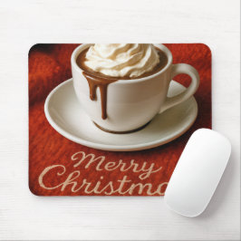 Frohe Weihnachten Text mit Heißgetränk Schokolade Mousepad