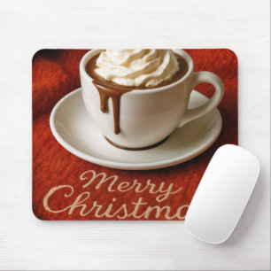 Frohe Weihnachten Text mit Heißgetränk Schokolade Mousepad