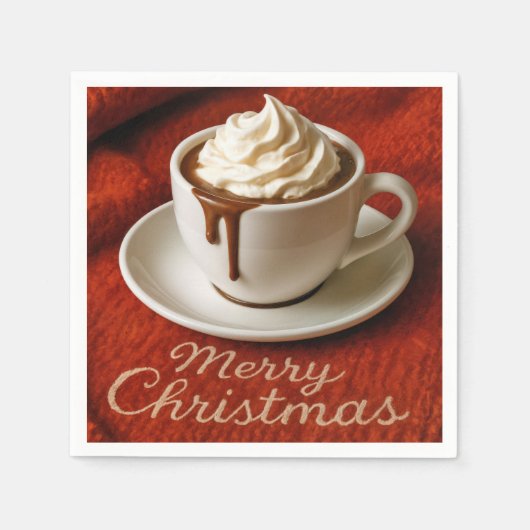 Frohe Weihnachten Text mit Heißgetränk Schokolade Serviette (Vorderseite)