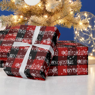 FROHE WEIHNACHTEN Text und Schneeflocken Geschenkpapier