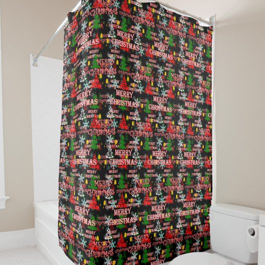 Frohe Weihnachten Textmuster Design Duschvorhang
