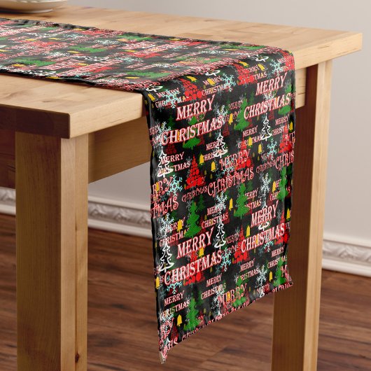 Frohe Weihnachten Textmuster Design  Kurzer Tischläufer