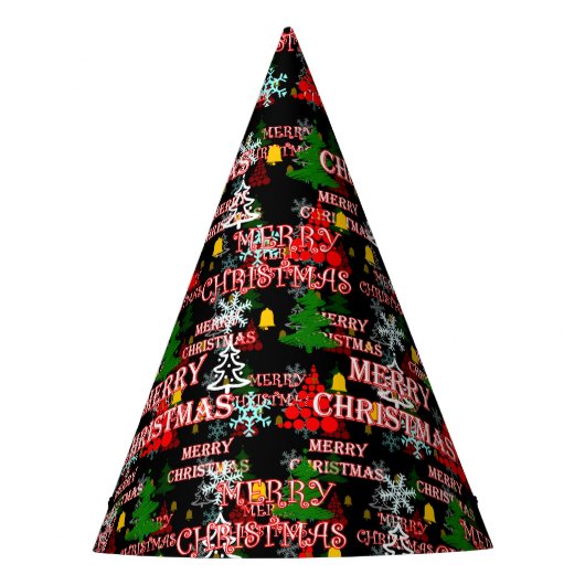 Frohe Weihnachten Textmuster Design Partyhütchen (Vorderseite)