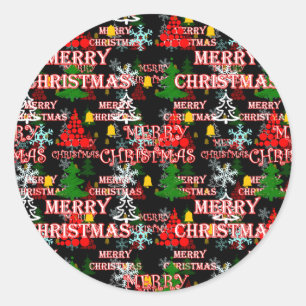 Frohe Weihnachten Textmuster Design Runder Aufkleber