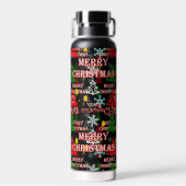 Frohe Weihnachten Textmuster Design Trinkflasche (Rückseite)