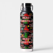 Frohe Weihnachten Textmuster Design Trinkflasche (Vorne)