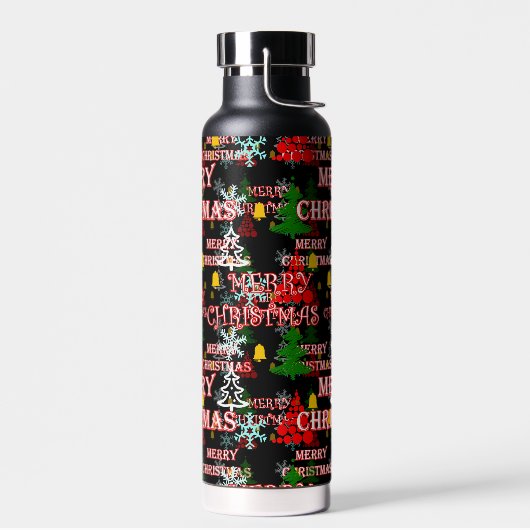 Frohe Weihnachten Textmuster Design Trinkflasche (Links)