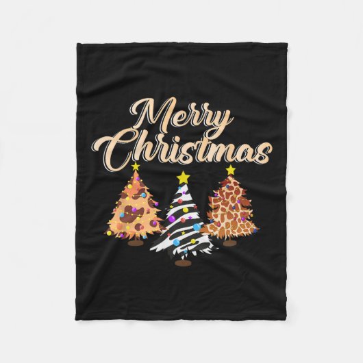 Frohe Weihnachten Tier Print Tree Wildlife Safari Fleecedecke (Vorderseite)