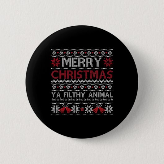 Frohe Weihnachten Tierisches Dreckiges Du Hässlich Button (Vorderseite)