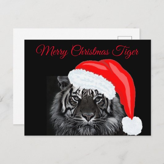 Frohe Weihnachten Tiger Postkarte (Vorne/Hinten)