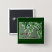 Frohe Weihnachten Tiny Evergreen Cones Button (Vorne & Hinten)