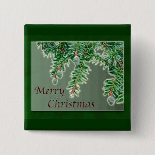 Frohe Weihnachten Tiny Evergreen Cones Button