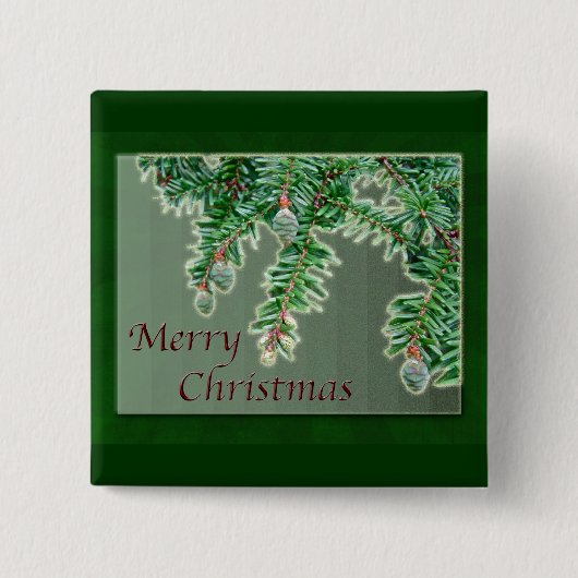 Frohe Weihnachten Tiny Evergreen Cones Button (Vorderseite)