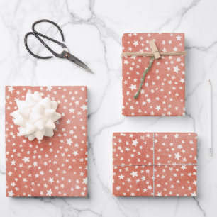 Frohe Weihnachten Tiny White Stars twinkling auf R Geschenkpapier Set